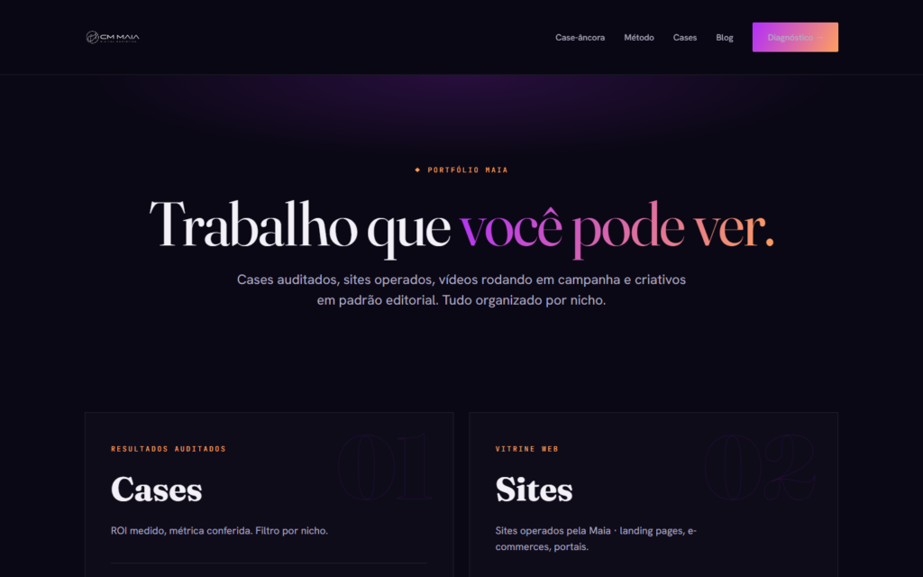Hub Portfólio · 4 categorias